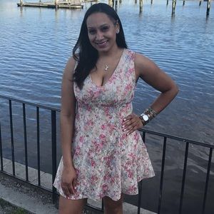 Francesca’s floral lace dress.